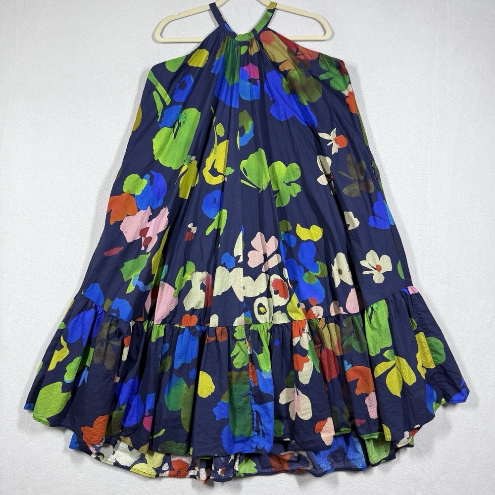 Anthropologie Whit Two Dress Womens Small Floral Halter Midi Pockets Twirl Beach
